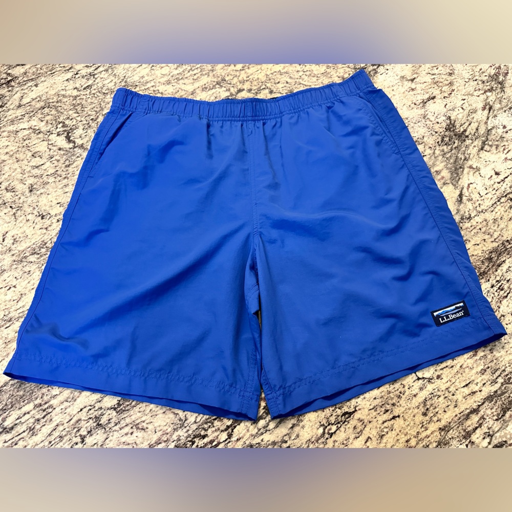 L.L.Bean Men’s 8” Inseam Supplex Nylon Board Swim Shorts Blue L Style 503783